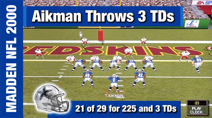 Madden NFL 2000 Cowboys Troy Aikman Big Passing Day Video
